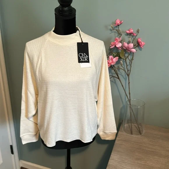 NWT Chaser Cream Waffle Pattern Pullover - Picture 1 of 5